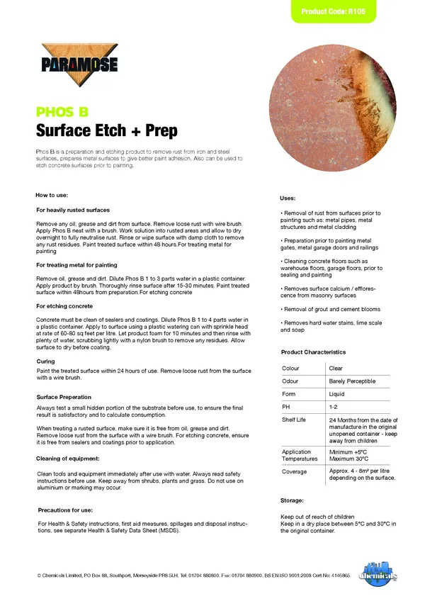 PHOS B Surface ETCH + PREP Datasheet PDF 